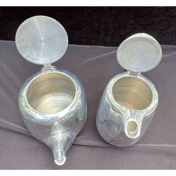 Vtg Picquot Ware Tea & Coffee Pots Wood Handle Mid Century Modern MCM England - Picture 9 of 12